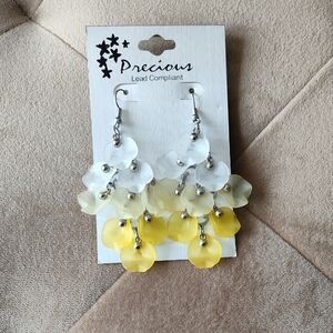 Yellow and White Floral Earrings